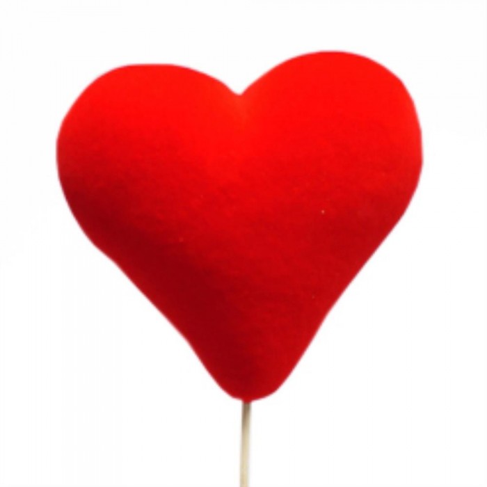 PICK CORAZON Velvet GRANDE 12cm stick 50cm ROJO x5