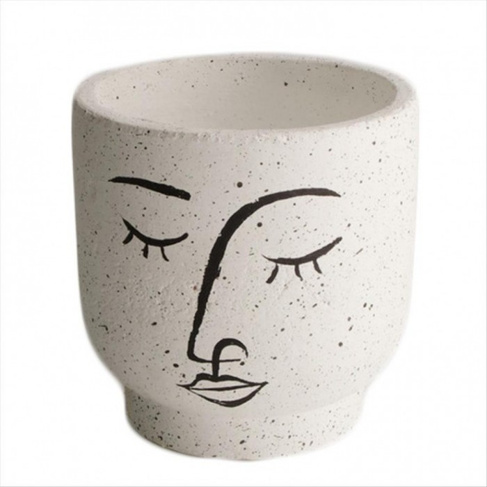 CERAMICA DIBUJO CARA 14.5x4.5x14cm BLANCO