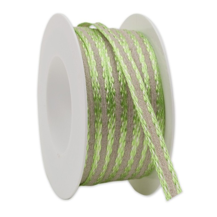 CINTA NATURAL RIBETE VERDE ALAMBRADO 7mm x20m