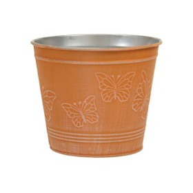 CUBO ZINC MARIPOSAS NARANJA D14x12cm