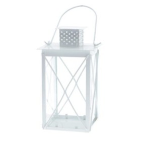 FAROL DE HIERRO BLANCO 14x14xH25cm