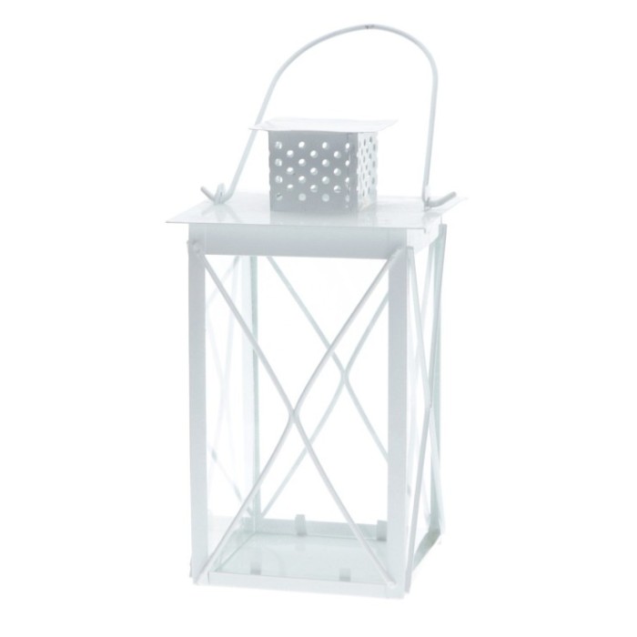 FAROL DE HIERRO BLANCO 14x14xH25cm