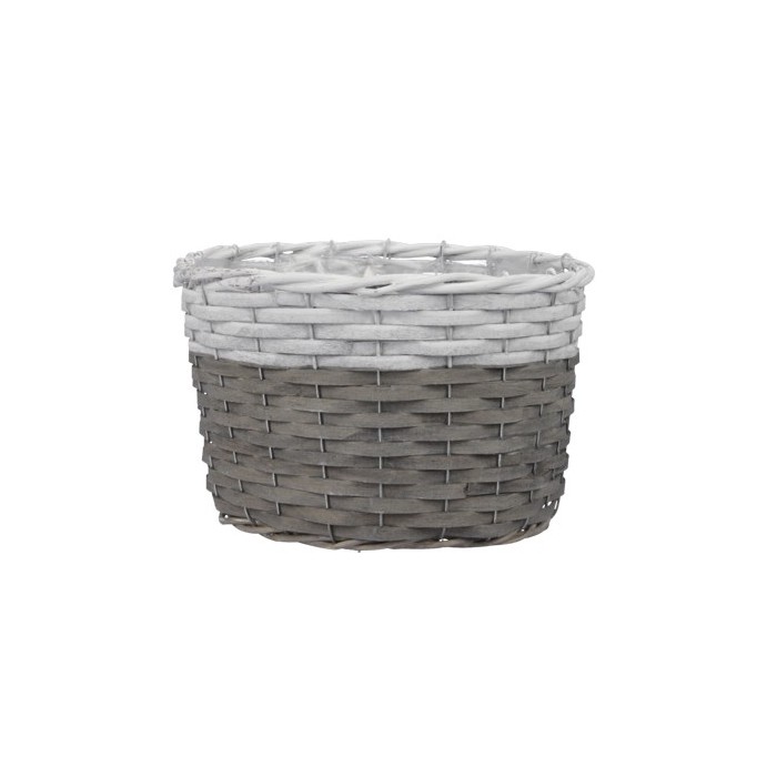 CESTO MIMBRE GRIS/BLANCO 25x16cm