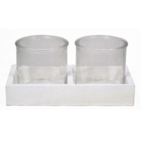 BASE FUSTA D18X9.5H3CM BLANC 2XVIDRES RODONS D8H8