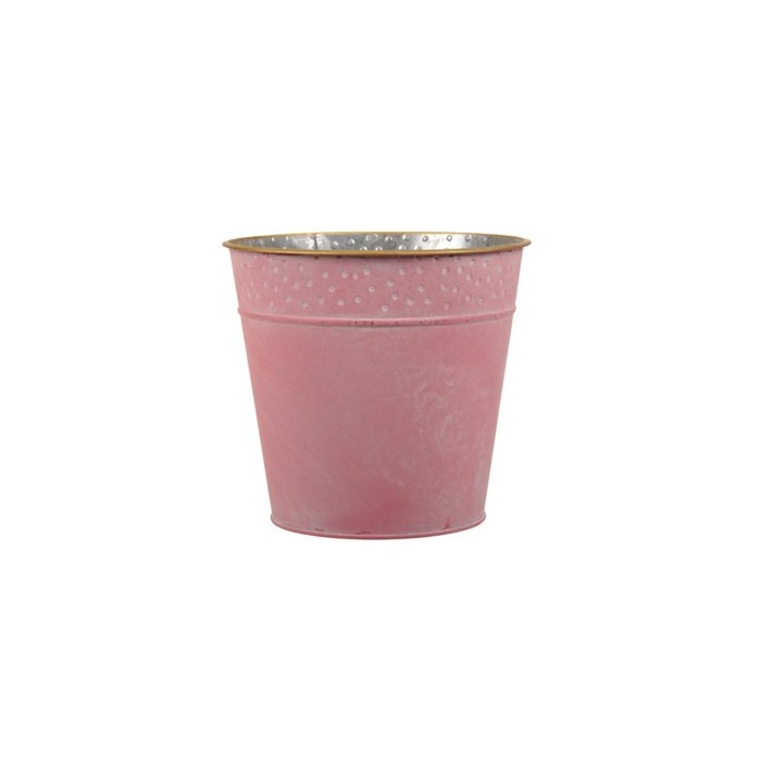 MACETA ZINC ROSA DECORADO D16x15cm