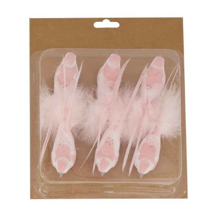 PAJARO CLIP ROSA 6u 12x2.5x3.5cm