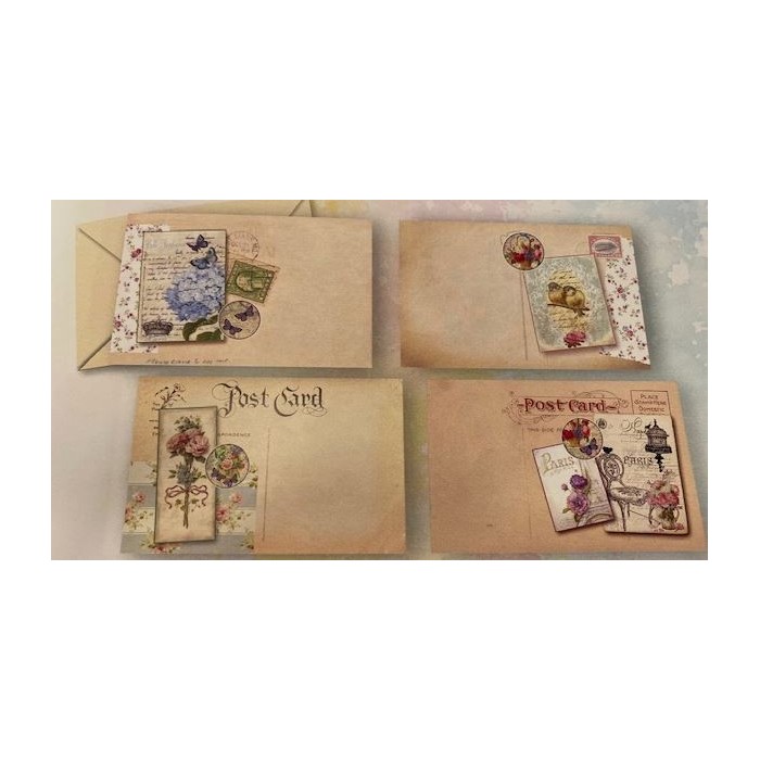 TARJETAS Y SOBRES 4TEMAS 100uni POSTALES