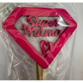PICK CORAZON SUPER MAMA D9cm h50cm 5U MADERA