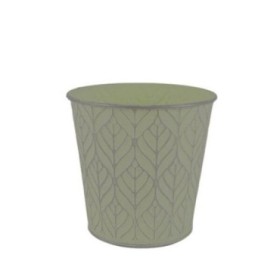 MACETA ZINC HOJAS D11 H10.6CM BLANCO plata