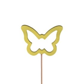 PICK MARIPOSA 7,5cm AMARILLA 50cm 25UNI