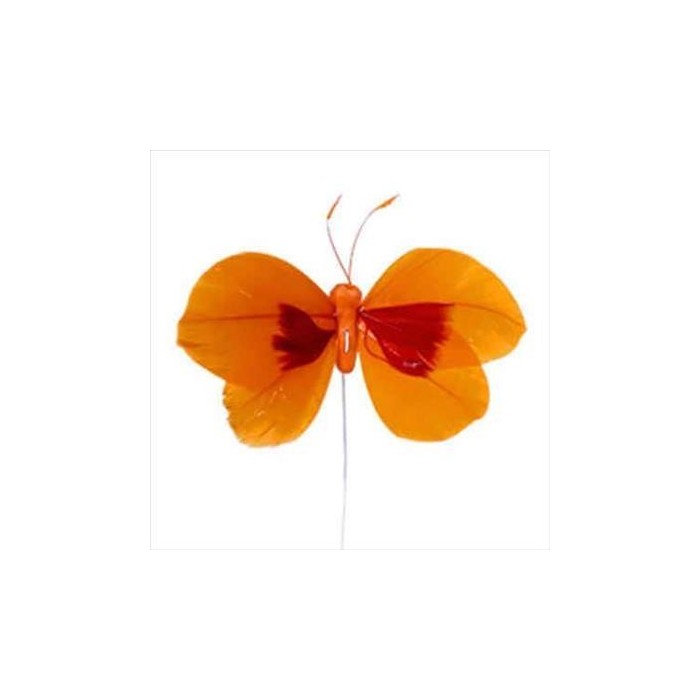 PICK MARIPOSA 8cm+12cm Plumas 48pcs Naranja