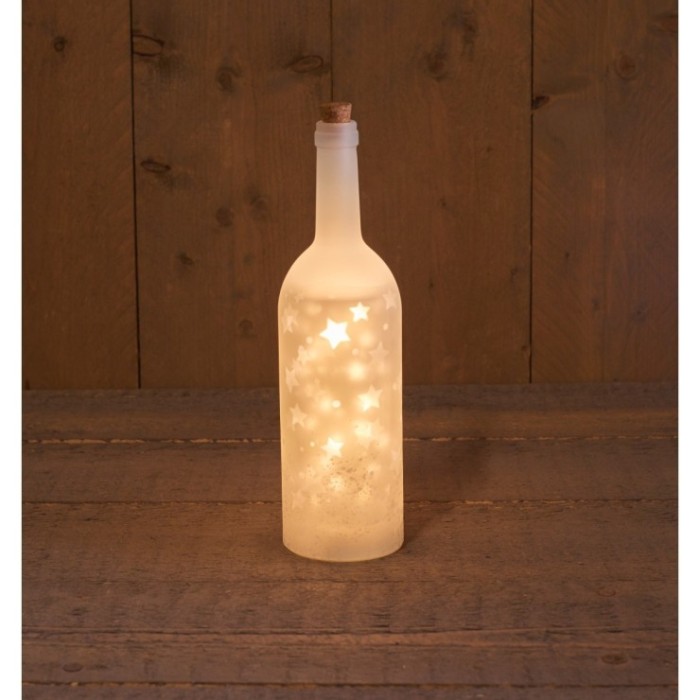 BOTELLA CON PROYECCIONES ESTRELLAS 34X9CM PILAS