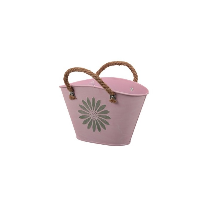 CISTELL ZINC ROSA AMB NANSES 20x13x12cm