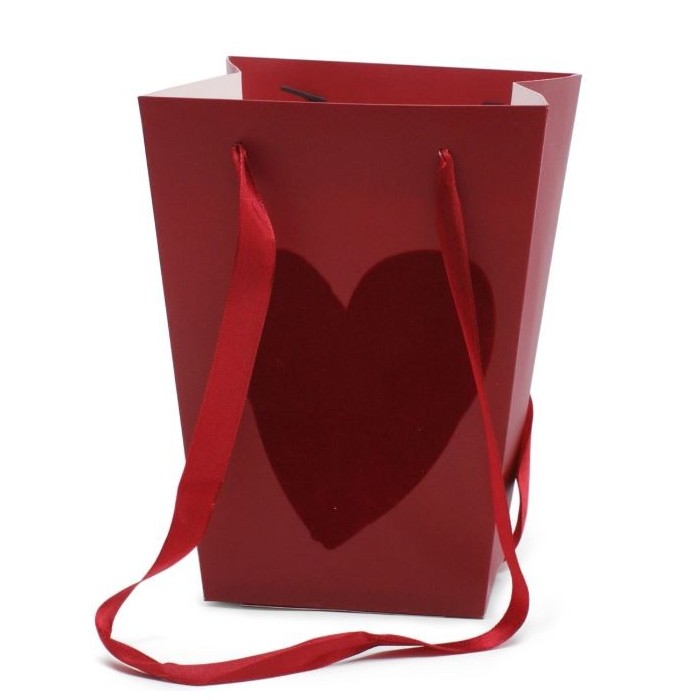 BOLSA VELVET LOVE ROJA 15/15x11/11x20cm 10u