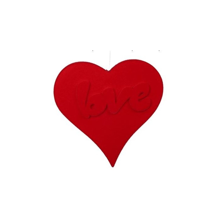COLG CORAZÓN FLOCK 30CM LOVE ROJO