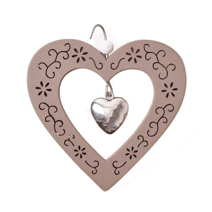 COLG CORAZON MARRON 9Ccm CON GANCHO (10u.)