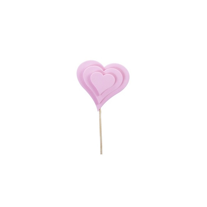 PICK CORAZON FOAM ROSA TRIPLE 8CM 12UNI