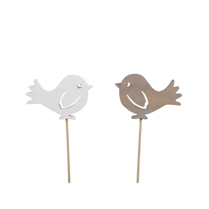 PICK PAJAROS 16UNI GRIS O BLANCO 7x5 cm