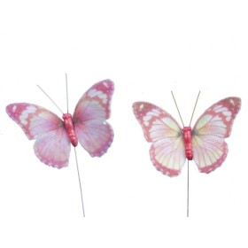 MARIPOSAS ROSAS ALAMBRADAS 12UNI 9x7cm