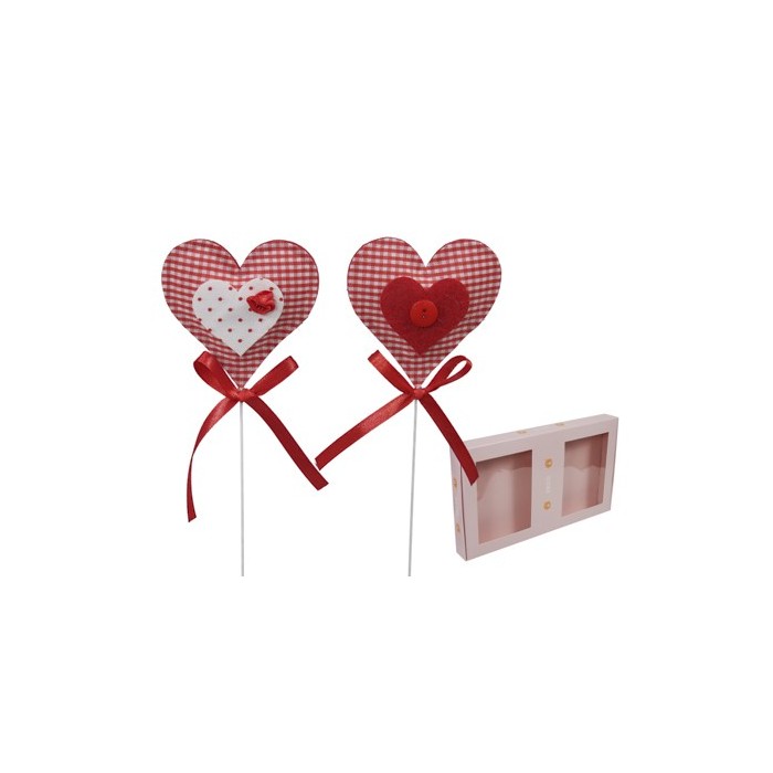 PICK CORAZON VICHY 7x7cm 12uni ASS2 CAJA