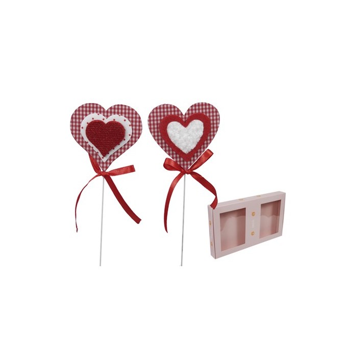 PICK CORAZON VICHY red 7x7cm 12uni ASS2 CAJA