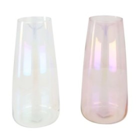 VIDRE GERRO IRISAT D11.5 H17.5CM ROSA/BLANC UN