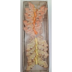 PAPALLONES GROC/TARONJA ENFILFERRADES 12UNI 9x7cm