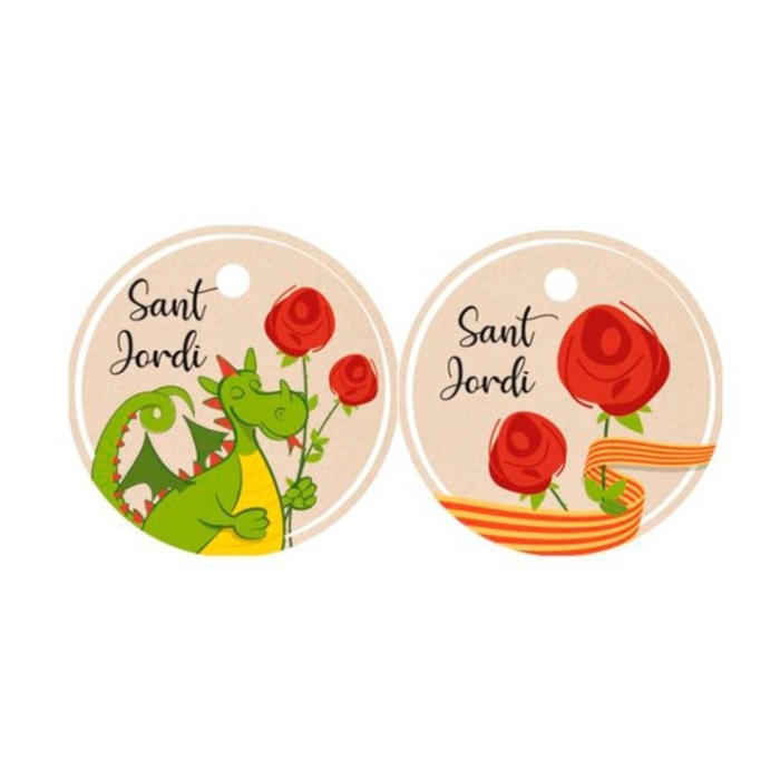 TARGETES, SANT JORDI RODONA d.5cm 50 uni