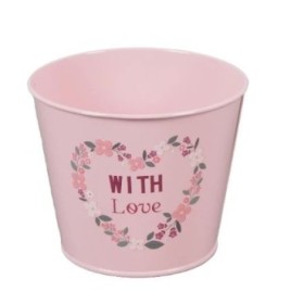 MACETA ZINC REDONDA AMORE ROSA D12xH10cm
