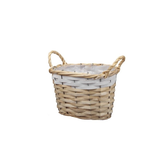 CISTELL OVAL natural/blanc D18x12x13cm
