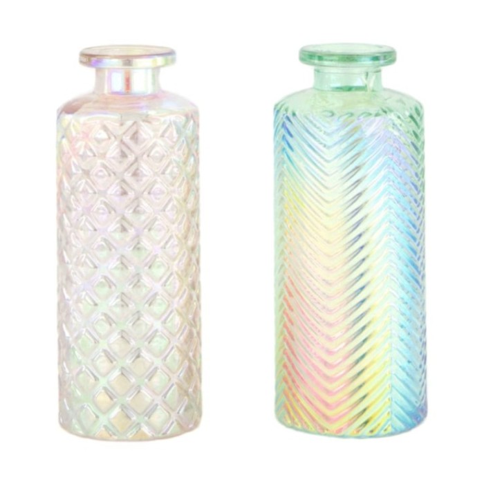 CRISTAL JARRON IRISADO D5.5x5.5x13cm A/2 UNIDAD