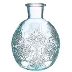 VIDRE AMPOLLA BOLOGNA BLAU CLAR H17 D13cm