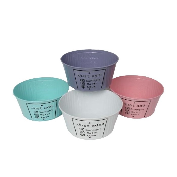 MACETA ZINC REDONDA mix in 4 colors D19 H9