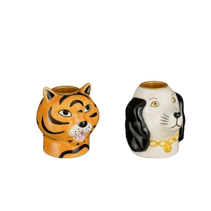 PORTAVELAS TIGRE O PERRO D6.5cmxH7cm 2MODELS