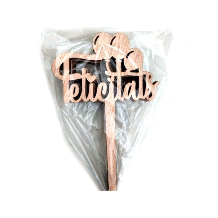 PICK FELICITATS GLOBOS h25cm MADERA 10u