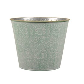 MACETA ZINC VERDE DECORADO D18x15 cm