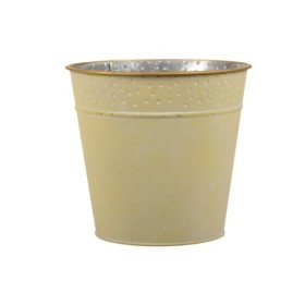 MACETA ZINC AMARILLO DECORADO D18x15cm