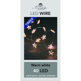 FILFERRO PLATA INT 40 LEDS ESTRELLA 2M TIMER 6/18