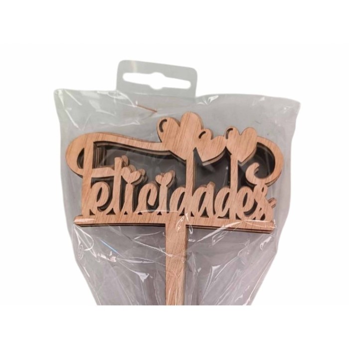 PICK FELICIDADES h25cm MADERA 10u