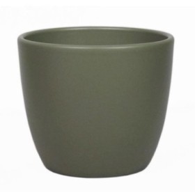 CERAMICA POT BOULE D10.5 H8.5CM VERD ARMY MAT ES9