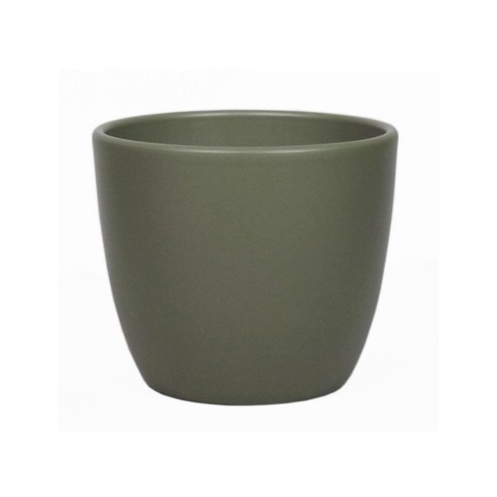 CERAMICA POT BOULE D10.5 H8.5CM VERD ARMY MAT ES9