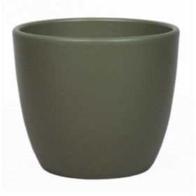 CERAMICA POT BOULE D17.5 H15CM VERD ARMY MAT