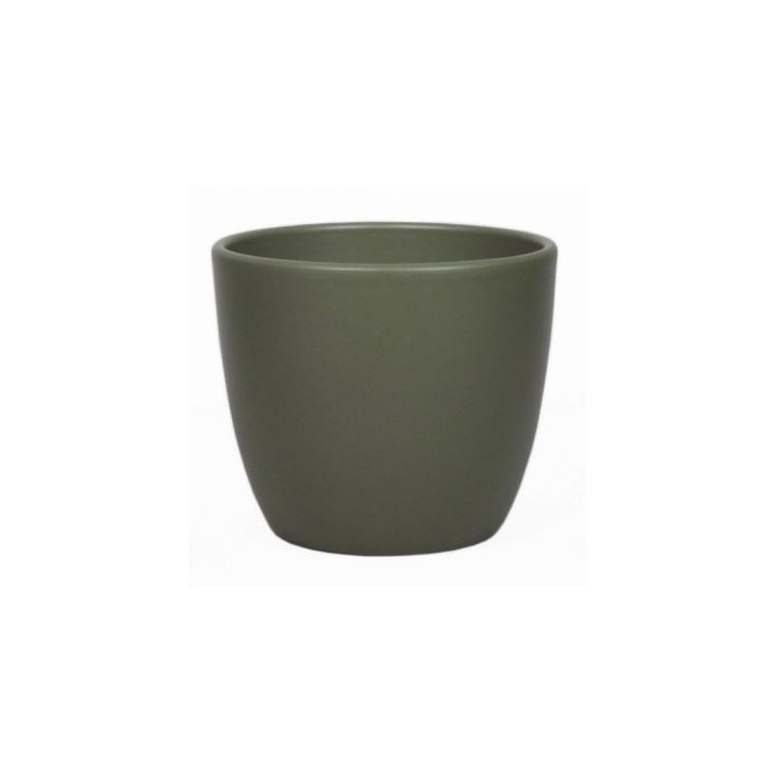 CERAMICA POT BOULE D17.5 H15CM VERD ARMY MAT