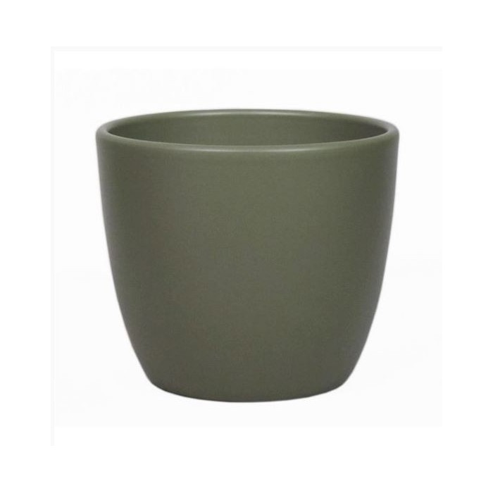 CERAMICA POT BOULE D19.5 H17CM VERD ARMY MAT ES17