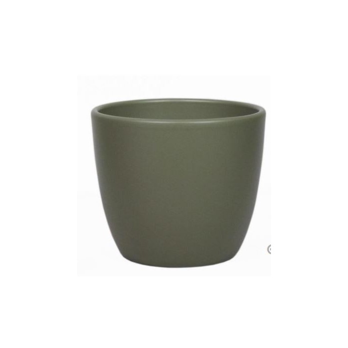 CERAMICA POT BOULE D15.5 H13.5CM VERD ARMY MAT