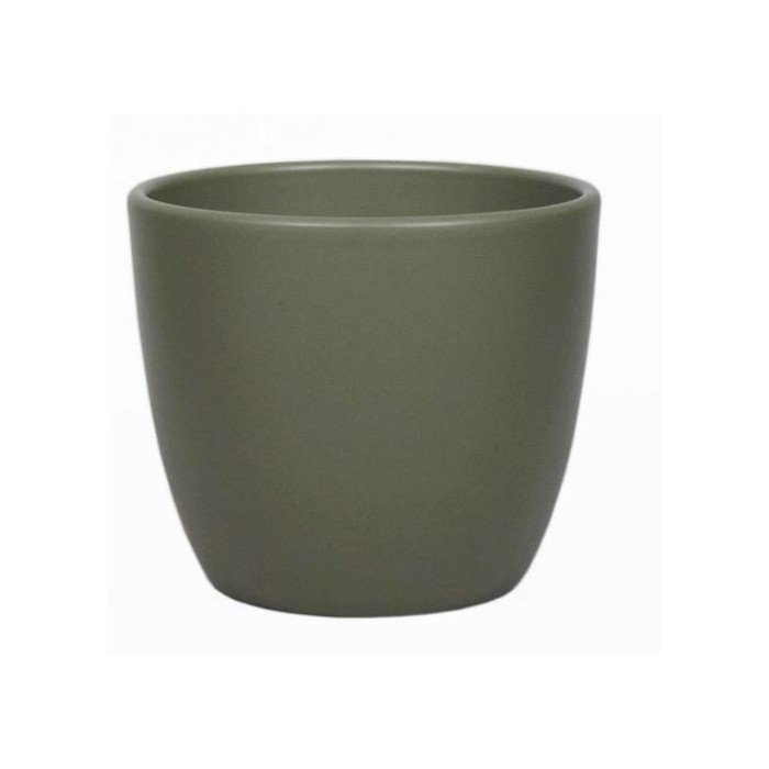CERAMICA POT BOULE D28 H25CM VERD ARMY MAT ES24