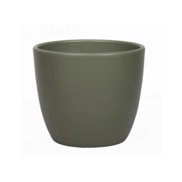 CERAMICA POT BOULE D8.5 H6.5CM VERD ARMY MAT ES7