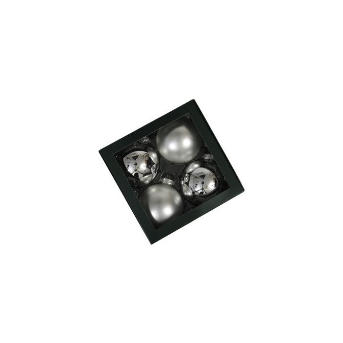 BOLAS NAVIDAD 100mm silver combi 4uni