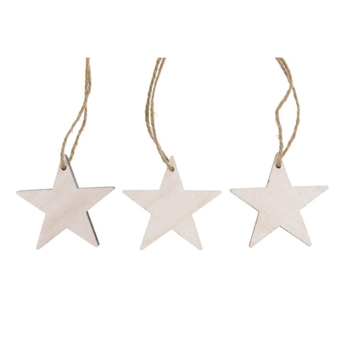 COLG ESTRELLAS MADERA 10cm 10pc