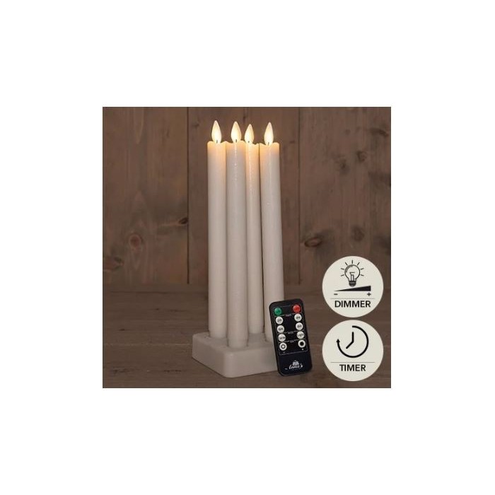 VELAS BLANCAS 23.5cm 4UNI RECARGABLES